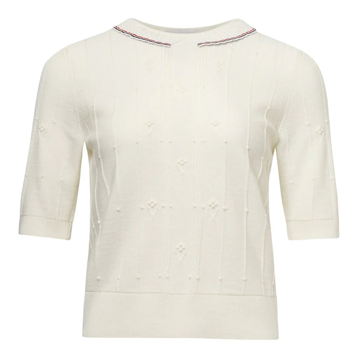 Bobble Stitch Short Sleeve Knit Top