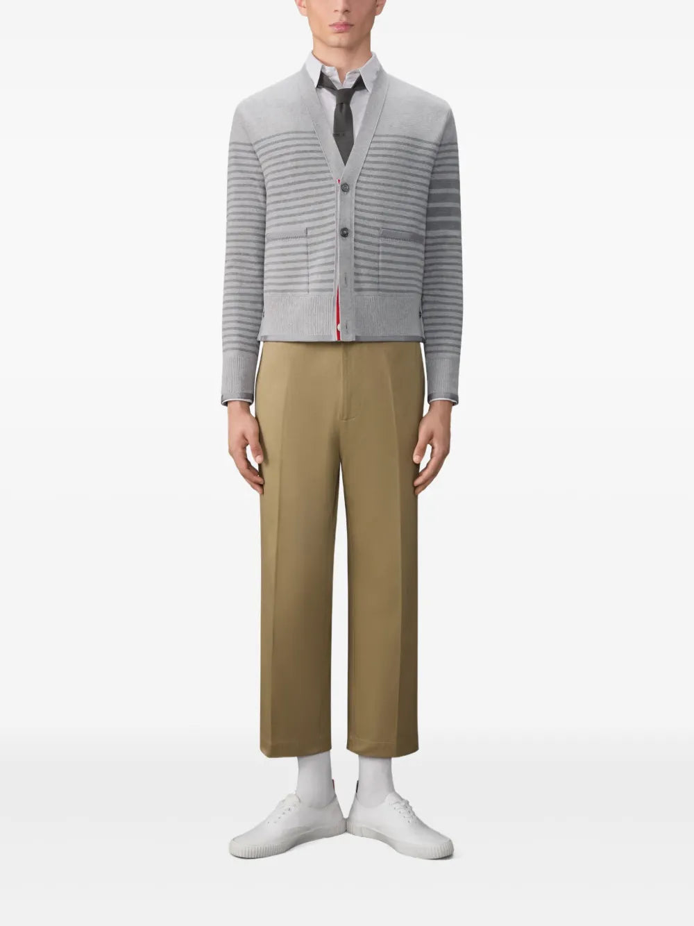 Striped Milano Stitch Boxy Fit Cardigan