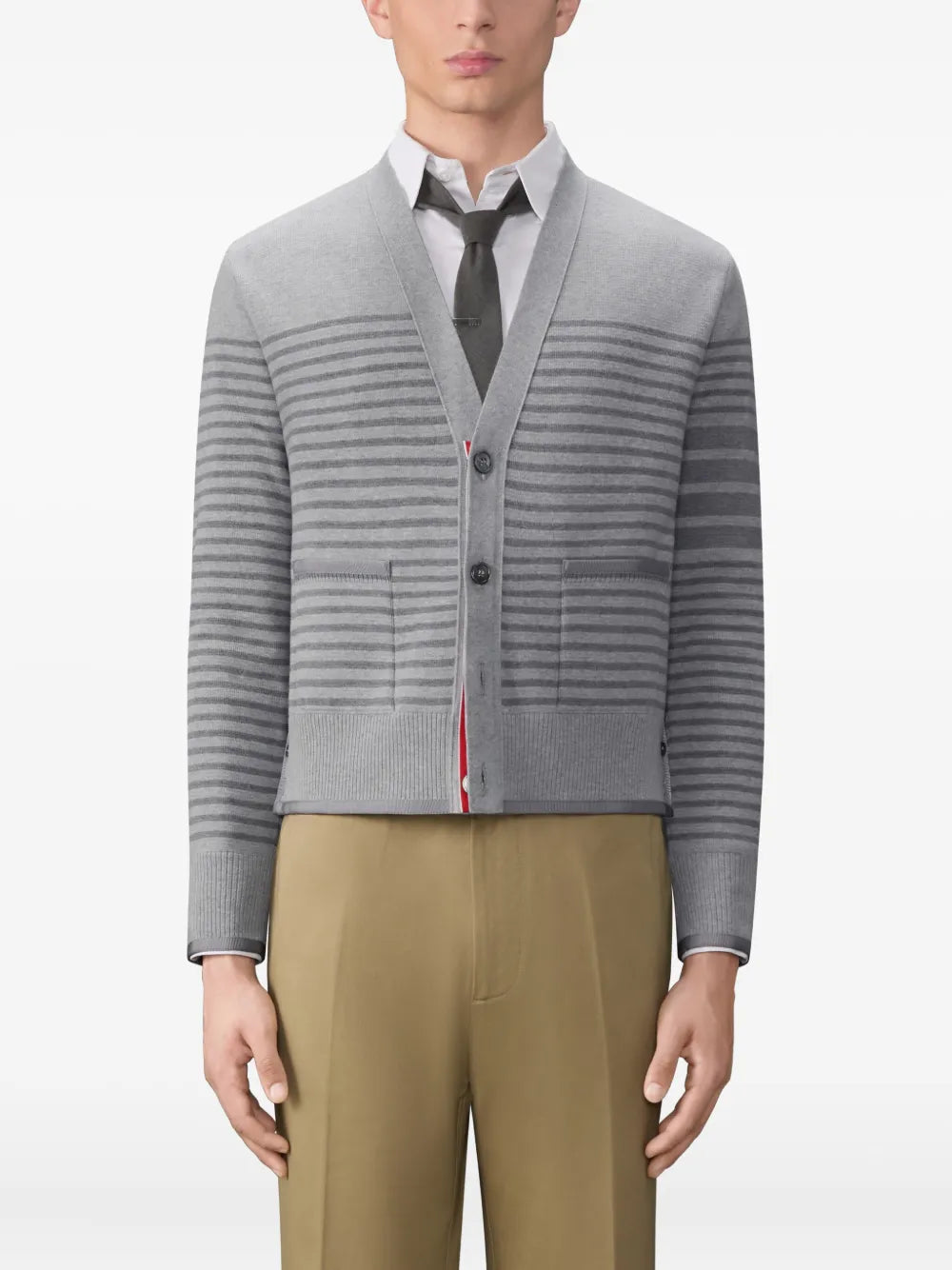 Striped Milano Stitch Boxy Fit Cardigan