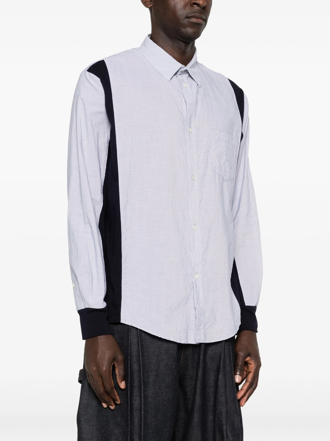 Mix Fabric Long Sleeve Shirt
