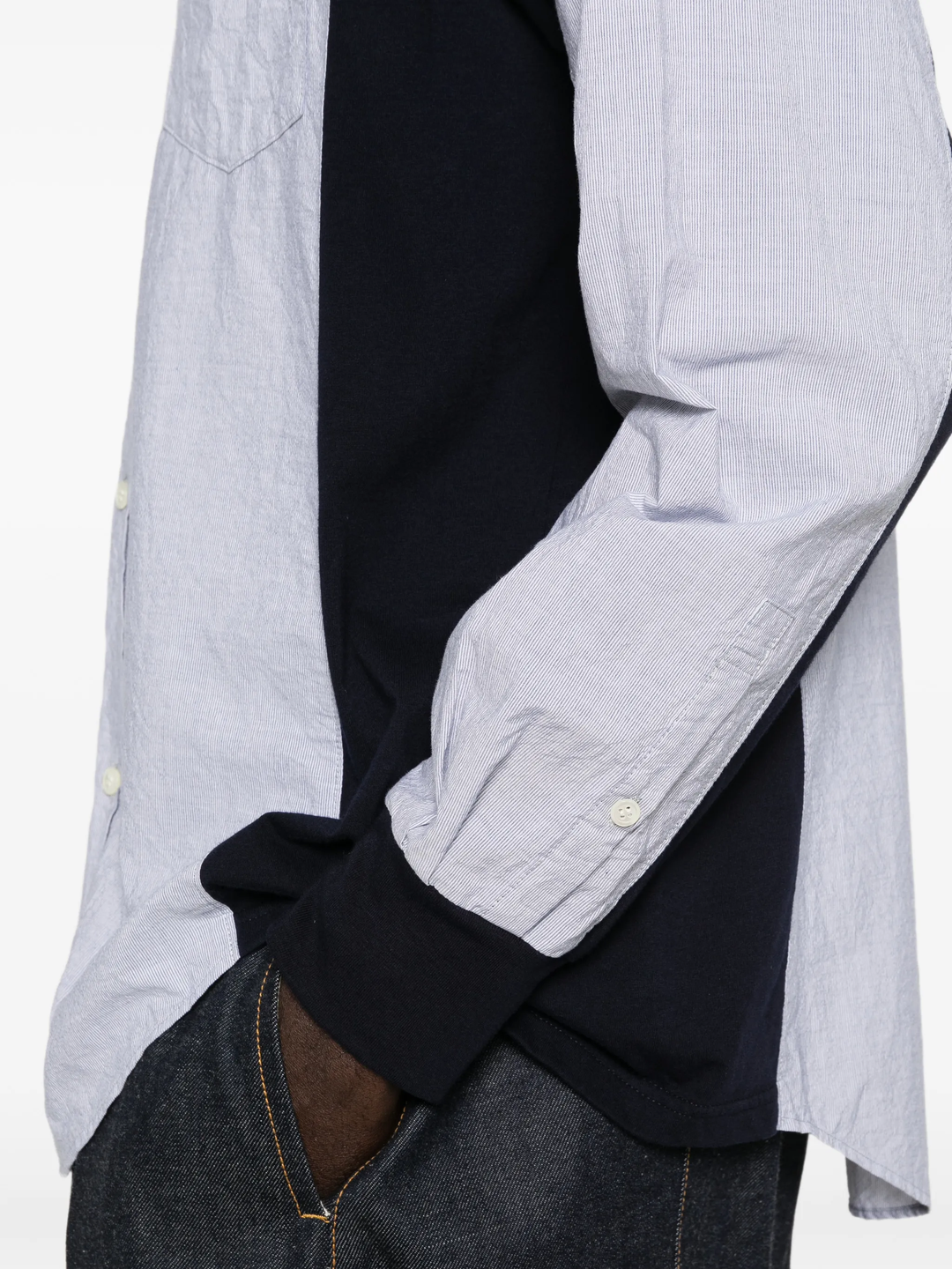 Mix Fabric Long Sleeve Shirt