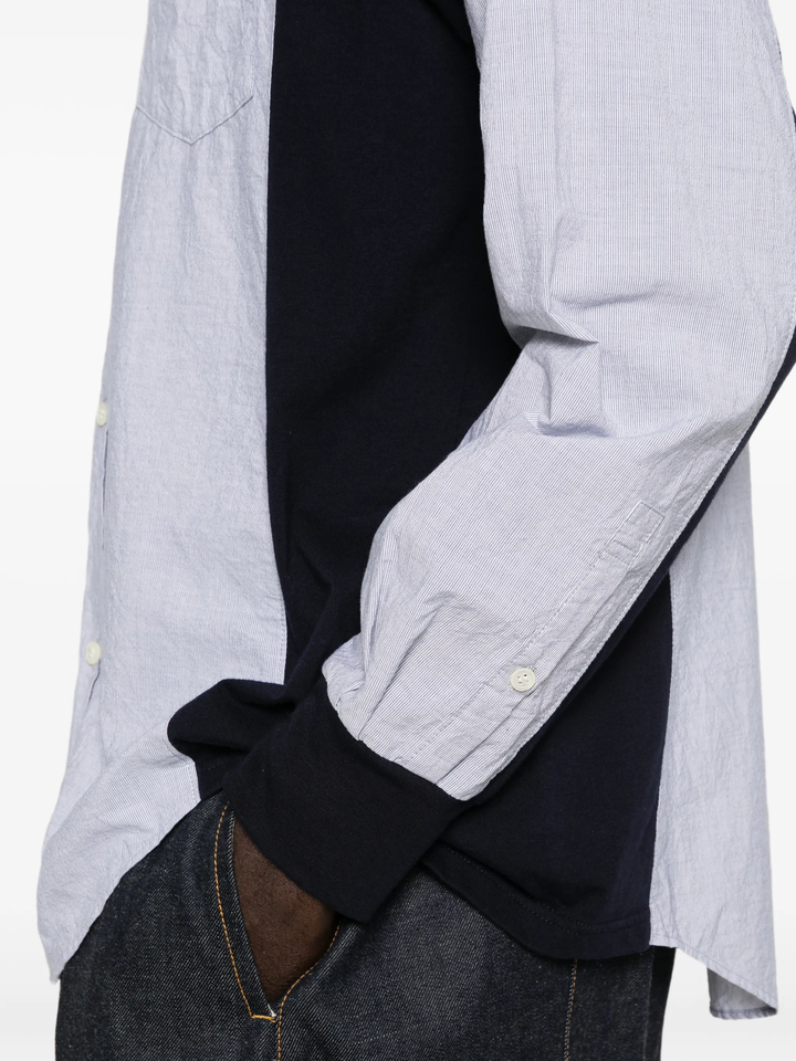 Mix Fabric Long Sleeve Shirt