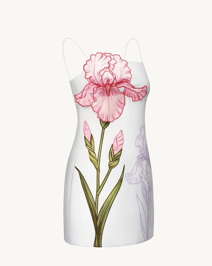 Iris Applique Mini Dress White