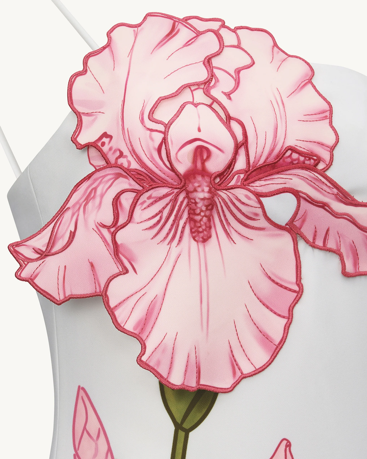 Iris Applique Mini Dress White