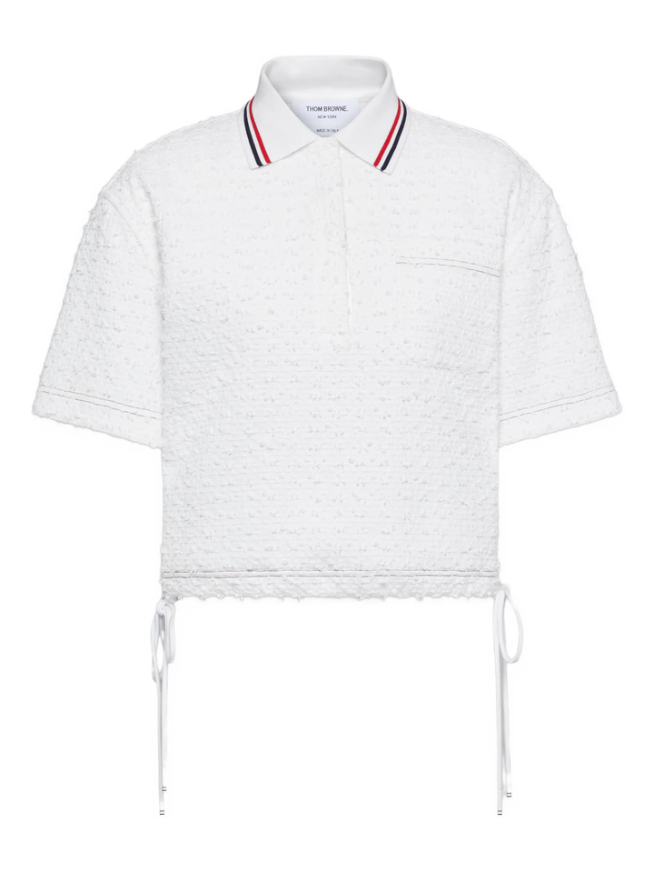 Drawstring Hem Polo Top