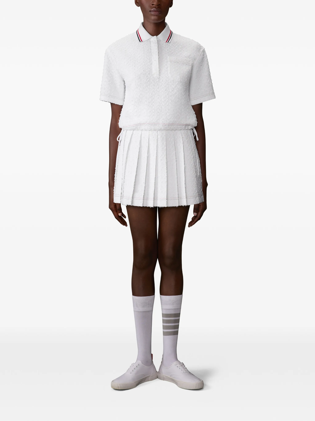 Drawstring Hem Polo Top