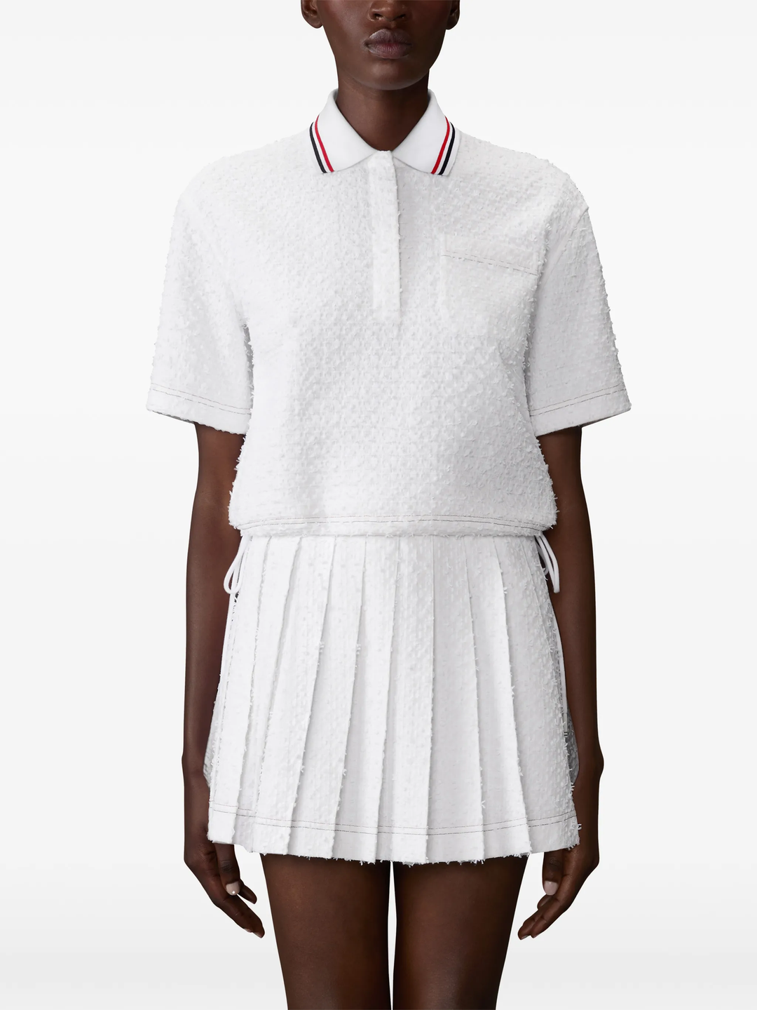 Drawstring Hem Polo Top
