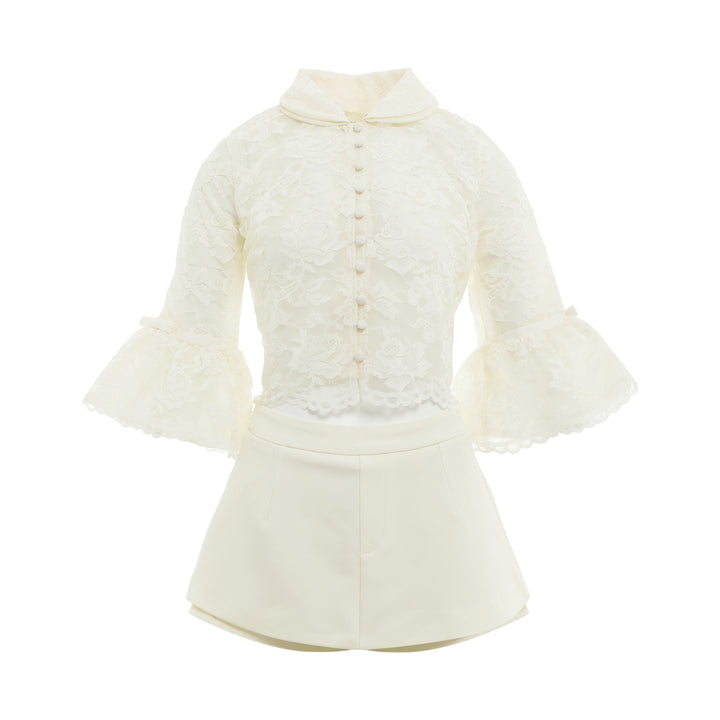 Ivory Lace Bell Sleeve Top