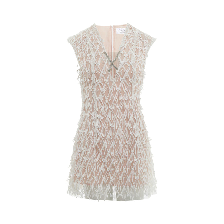 Cream Fringe Mini Dress