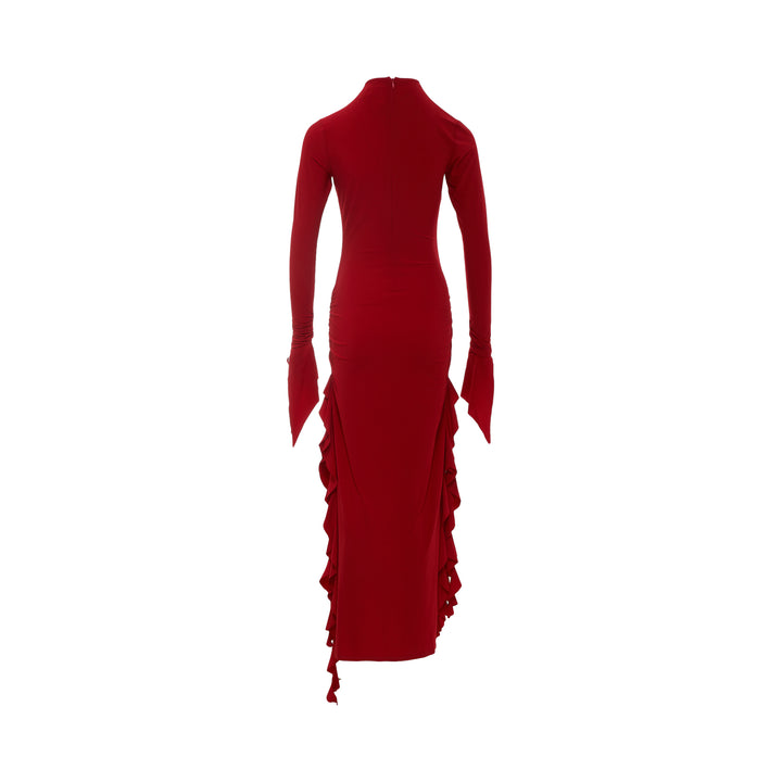Long Sleeve Ruffle Midi Dress