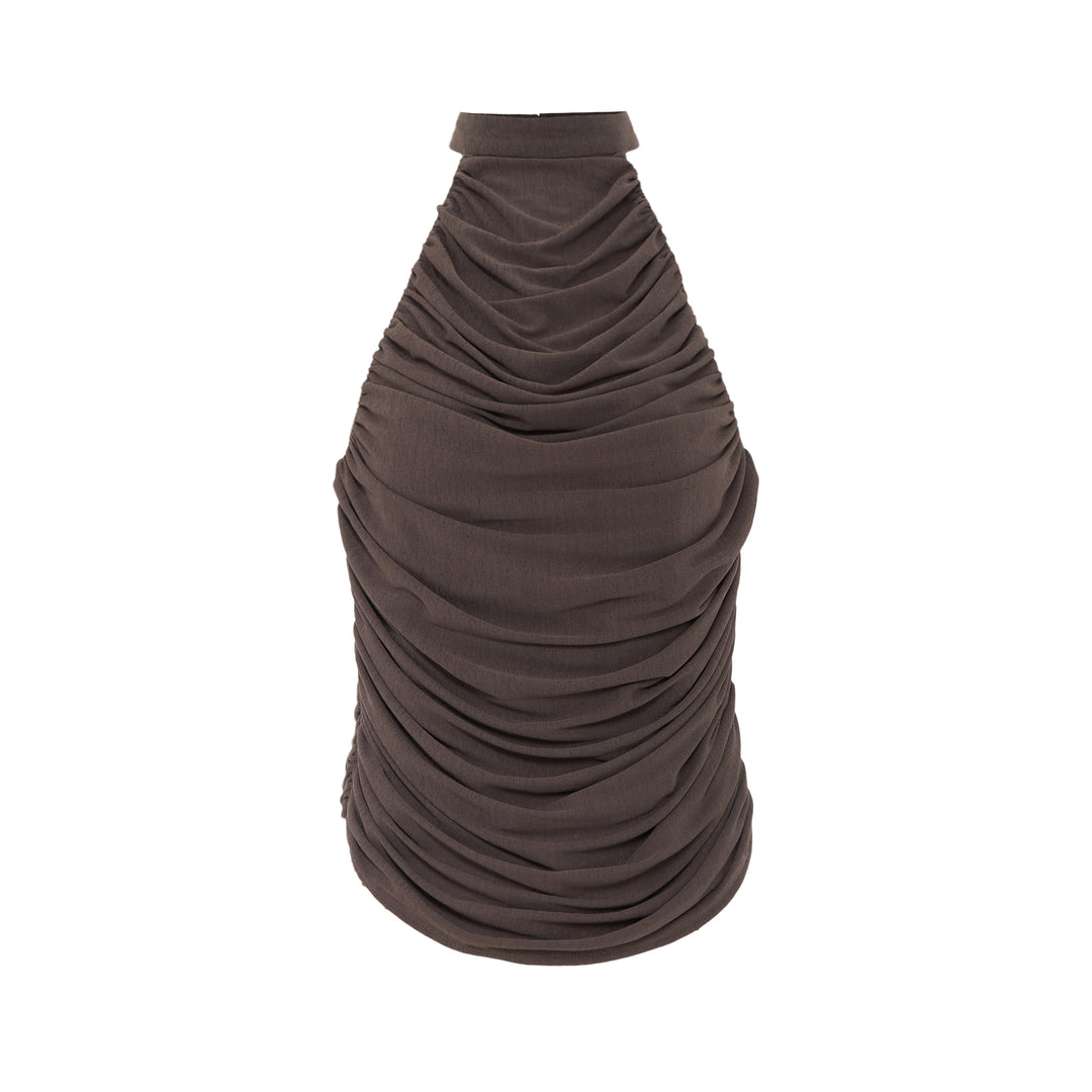 Brown Ruched Halter Top