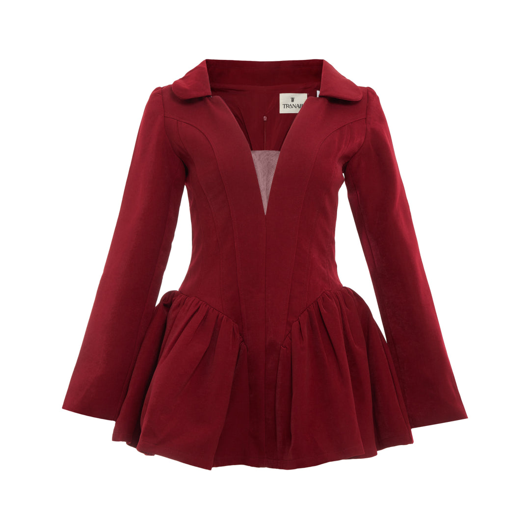 Deep V Peplum Mini Dress