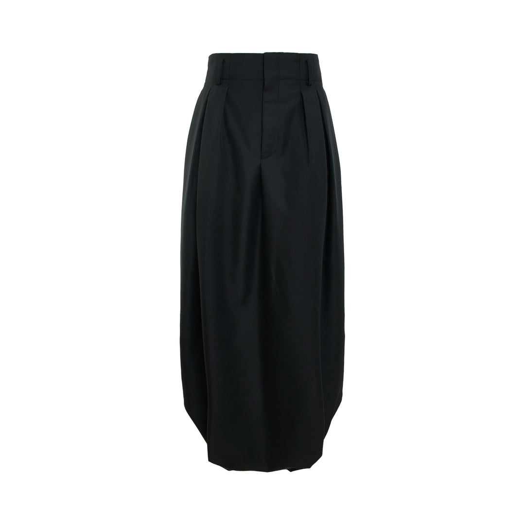 Pleated Balloon Midi Skirt