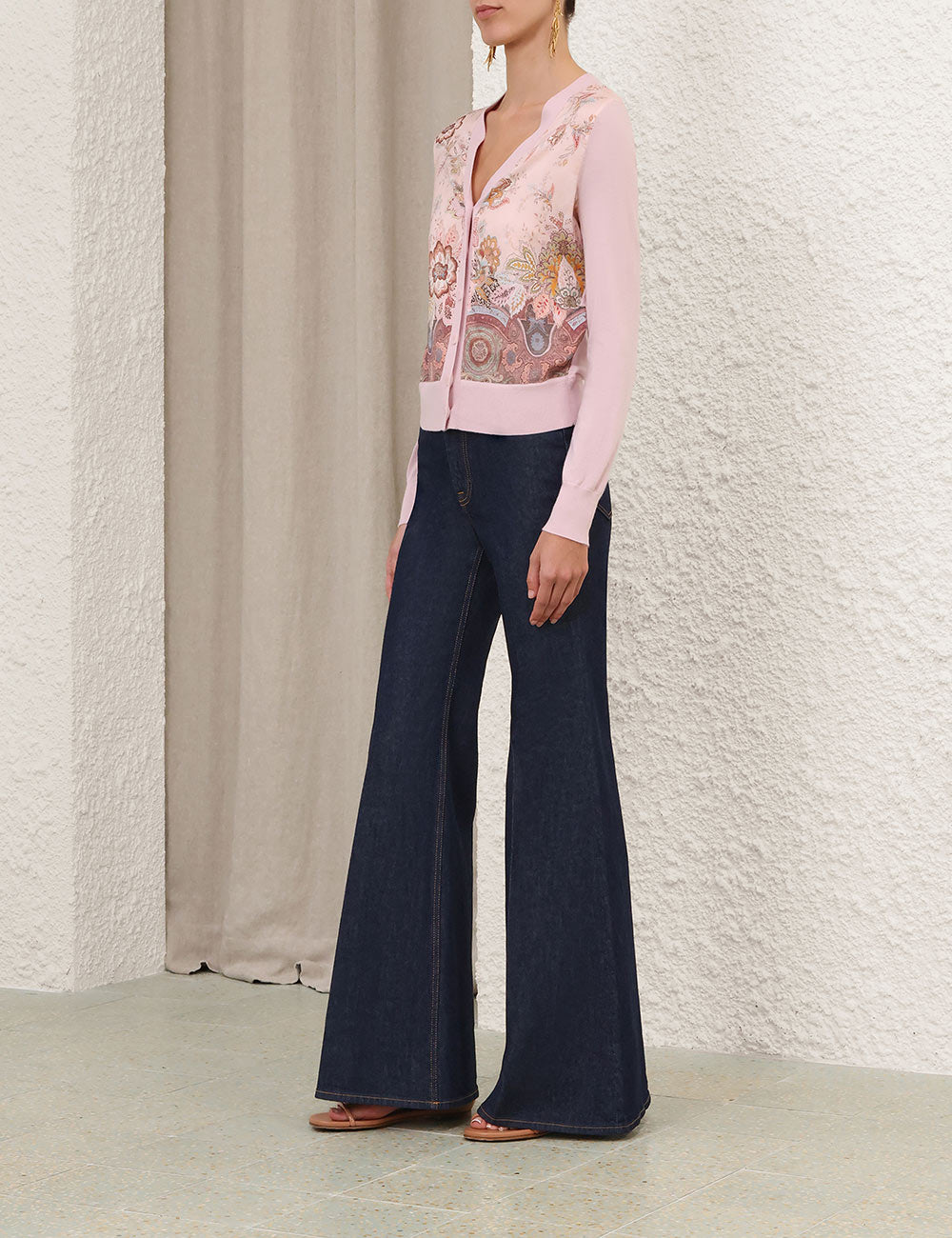 Luna Printed Silk Cardigan