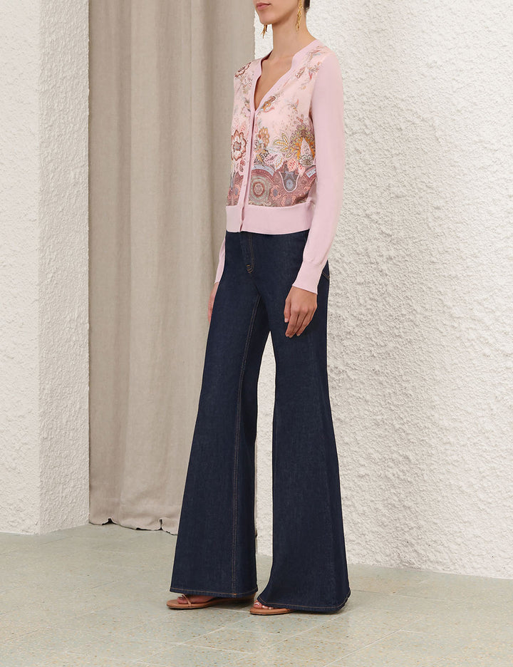 Luna Printed Silk Cardigan