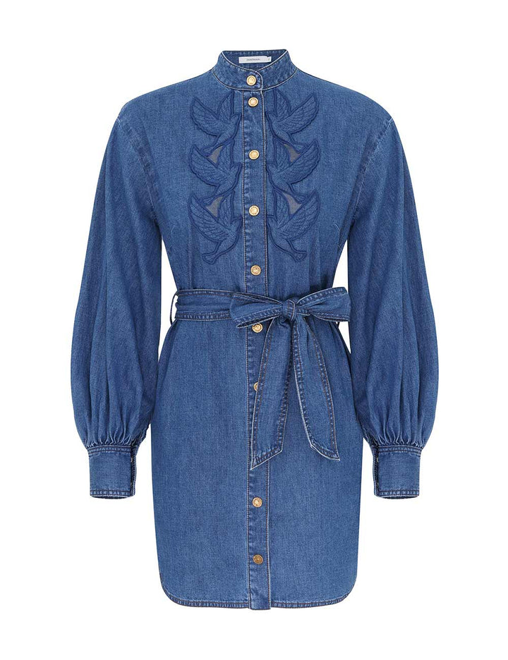 Denim Applique Mini Dress