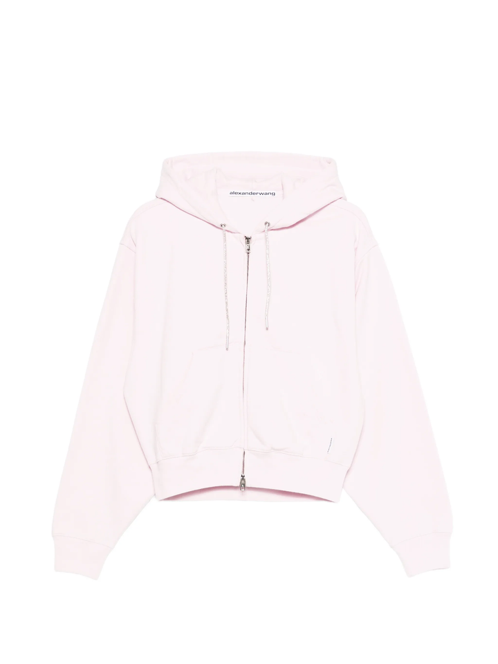 Zip-Up Hoodie With Rhinestone Detail