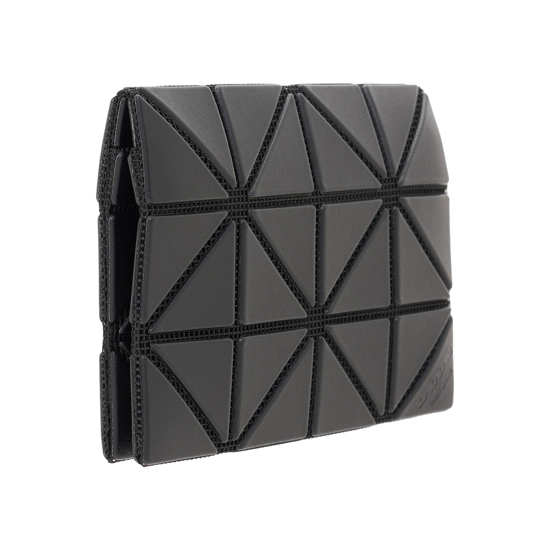 Bao Bao Issey Miyake Matte Card Case in black, featuring the brand's iconic geometric triangular tile construction with textured grid seams - view 2