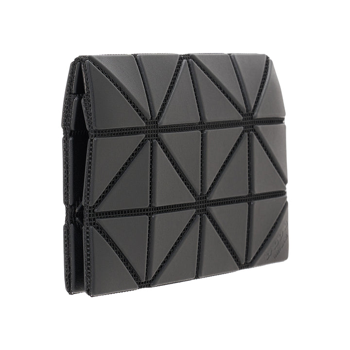 Bao Bao Issey Miyake Matte Card Case in black, featuring the brand's iconic geometric triangular tile construction with textured grid seams - view 2