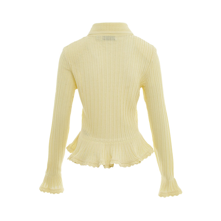 Yellow Pointelle Cardigan