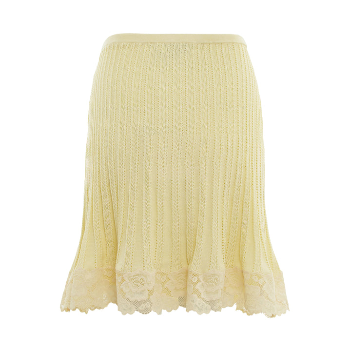 Yellow Pointelle Knit Mini Skirt