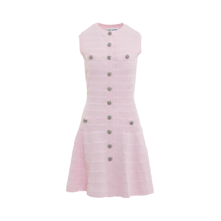 Self-Portrait Pink Pointelle Diamante Knit Mini Dress – Available at Club 21, Official Retailer in Singapore, Malaysia & Thailand with Global Shipping Online