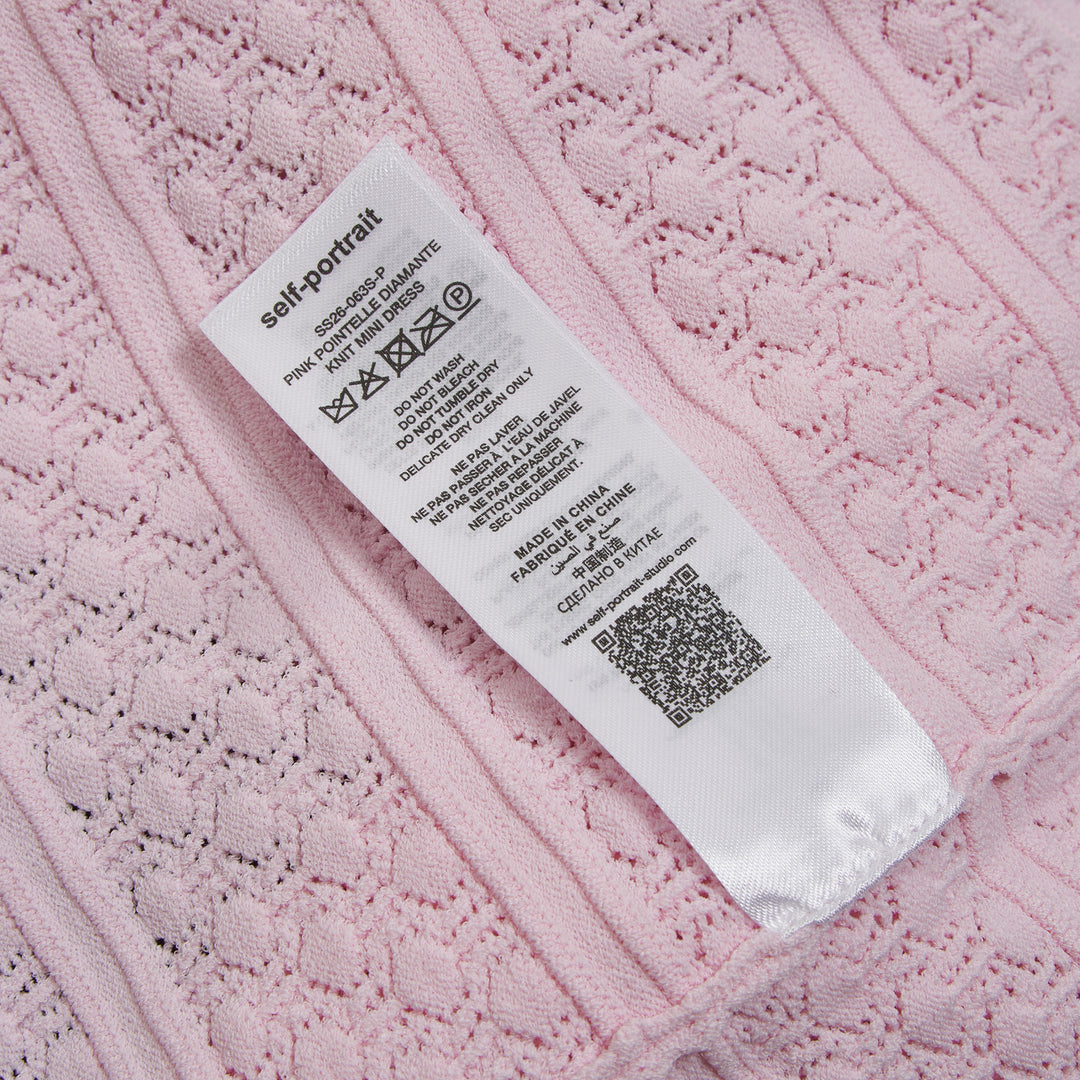 Self-Portrait Pink Pointelle Diamante Knit Mini Dress – Available at Club 21, Official Retailer in Singapore, Malaysia & Thailand with Global Shipping Online