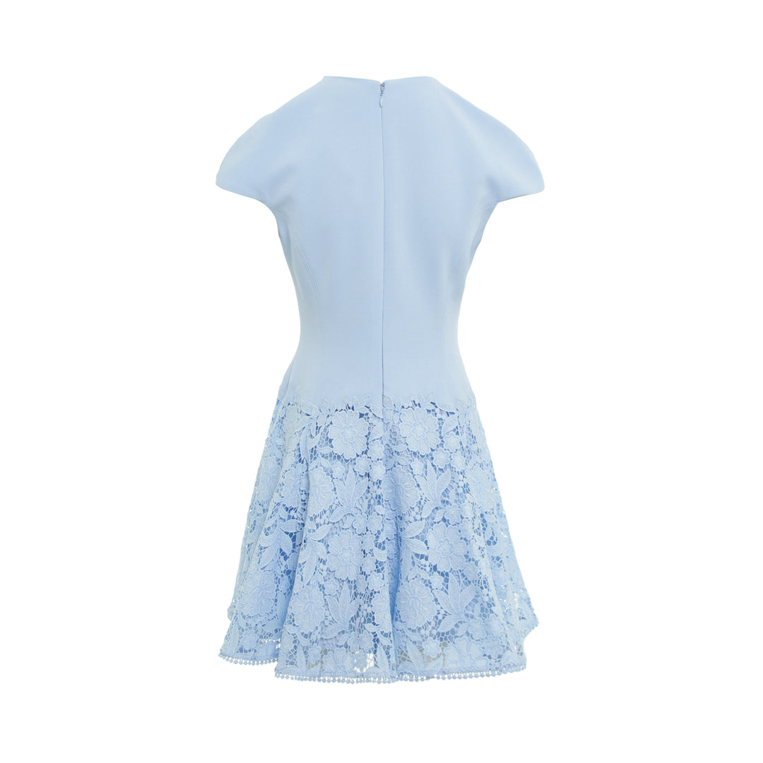 Self-Portrait Blue Crepe Lace Mini Dress – Available at Club 21, Official Retailer in Singapore, Malaysia & Thailand with Global Shipping Online