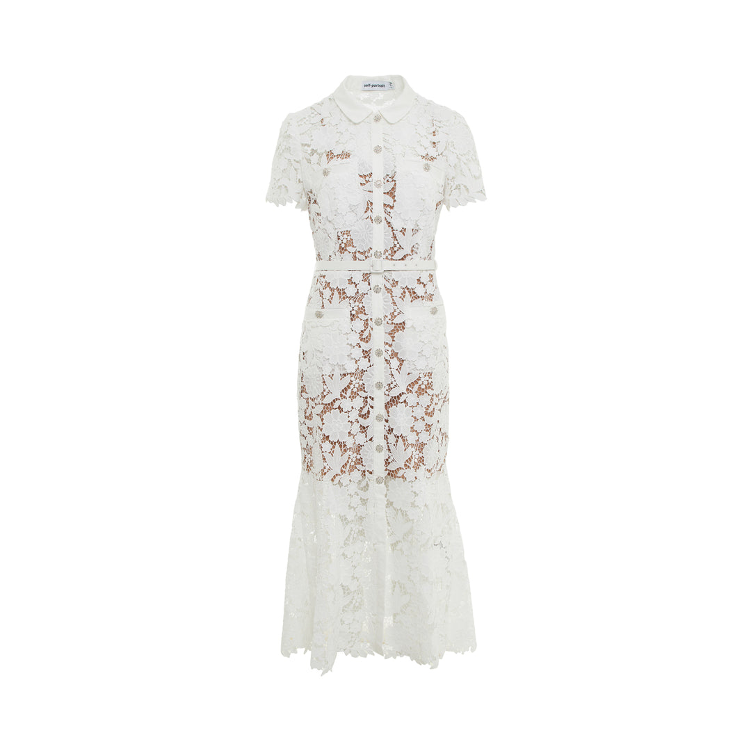 Self-Portrait White Lace Collared Midi Dress – Available at Club 21, Official Retailer in Singapore, Malaysia & Thailand with Global Shipping Online