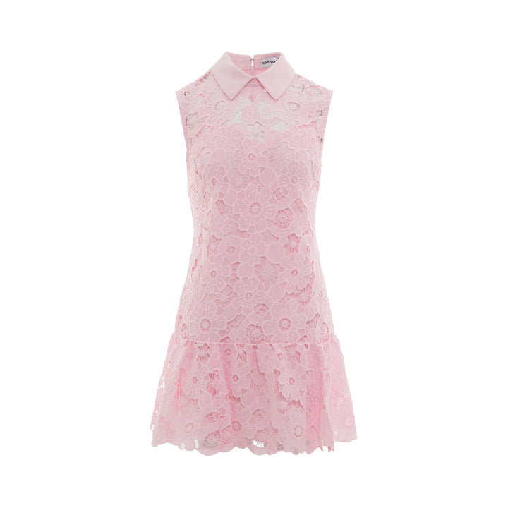 Pink Lace Collared Mini Dress
