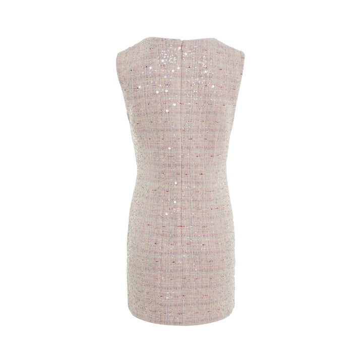 Pink Sequin Boucle Bow Mini Dress