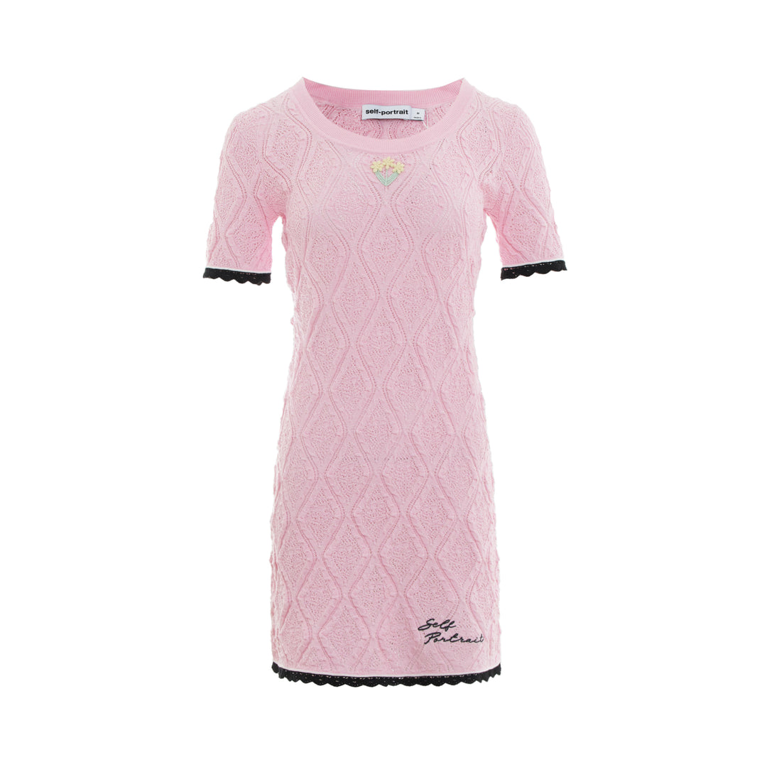 Pink Pointelle Knit Mini Dress