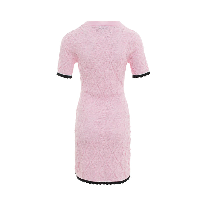 Pink Pointelle Knit Mini Dress
