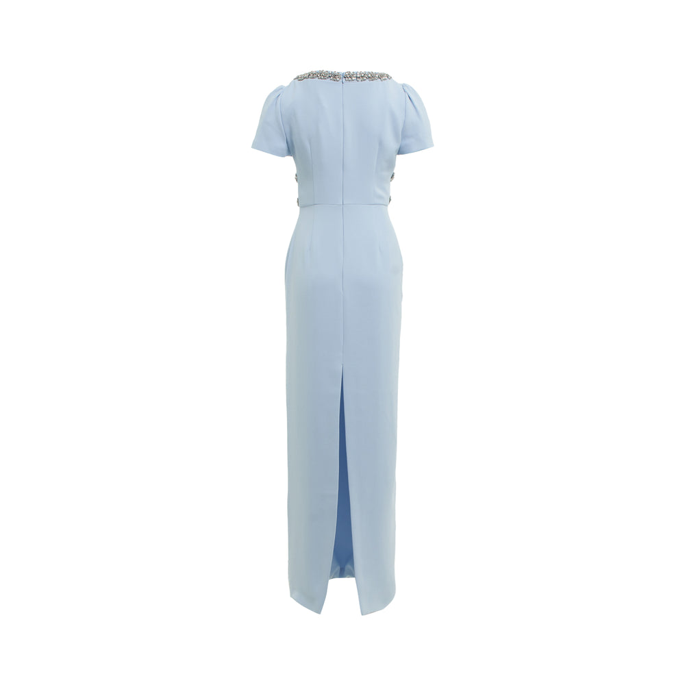 Self-Portrait Blue Crepe Embellished Bow Maxi Dress – Available at Club 21, Official Retailer in Singapore, Malaysia & Thailand with Global Shipping Online