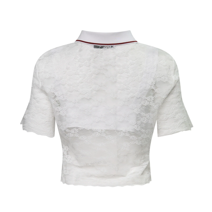 White Lace Cropped Shirt