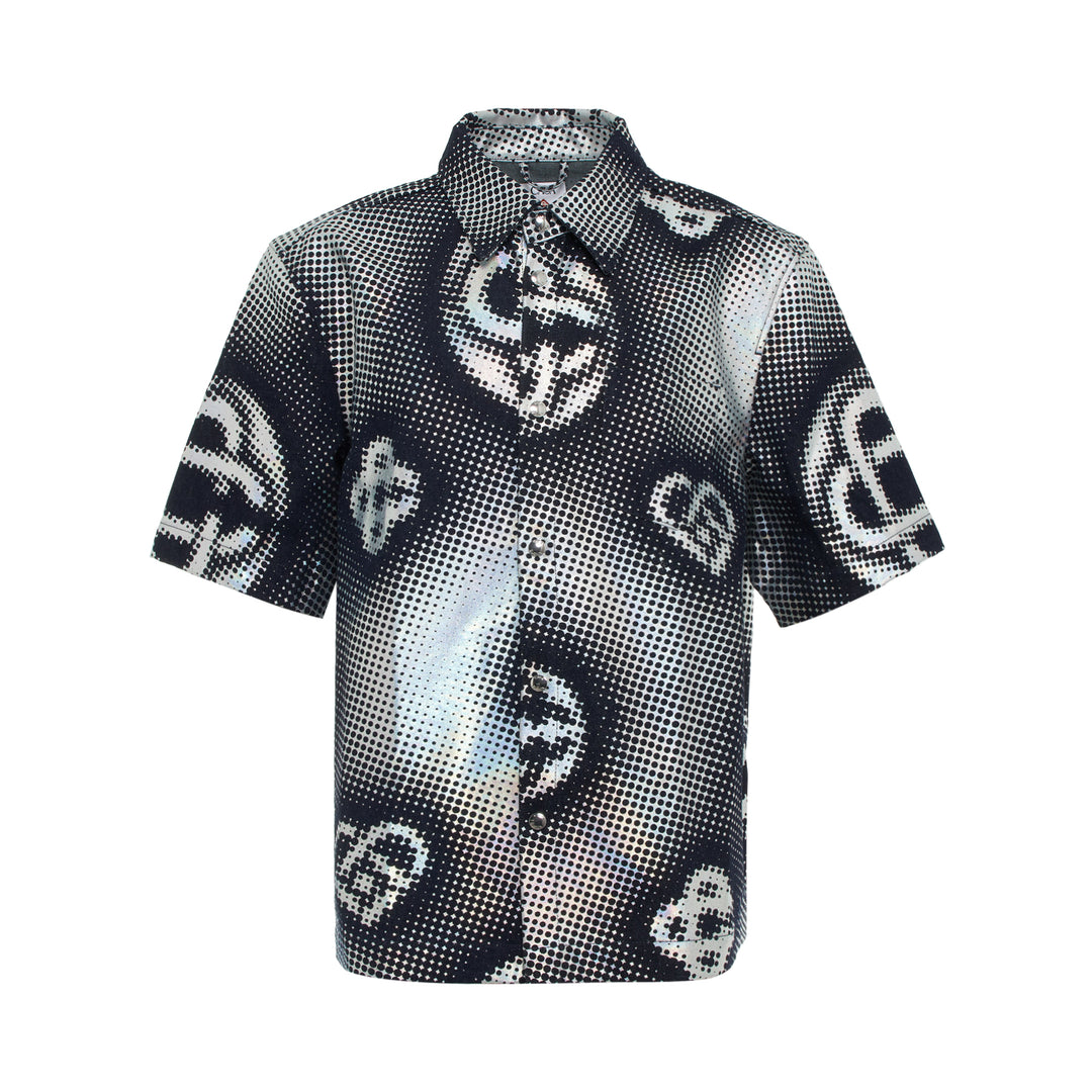 Casablanca Pearlescent Monogram Denim Short Sleeve Shirt – Available at Club 21, Official Retailer in Singapore, Malaysia & Thailand with Global Shipping Online