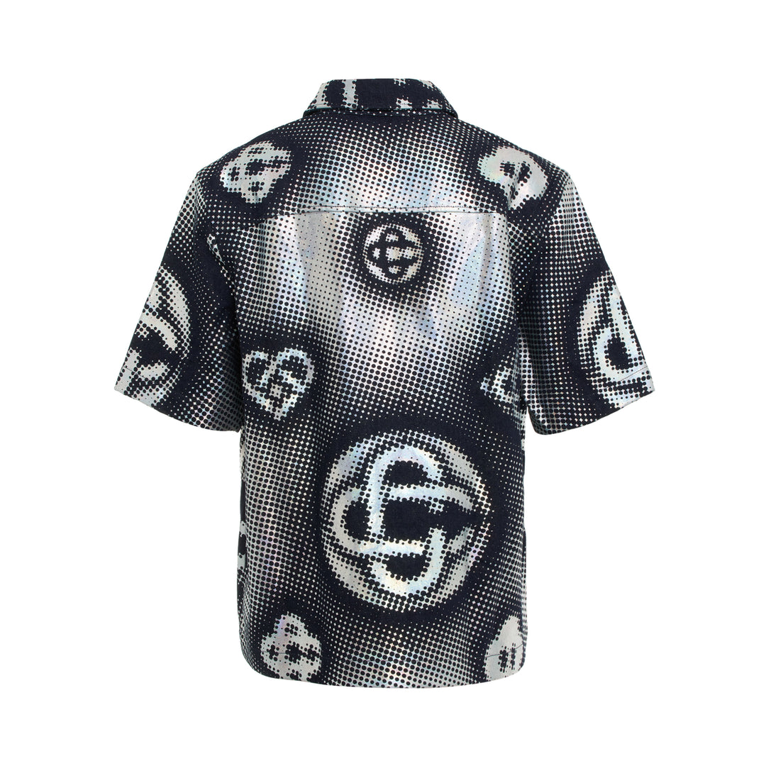 Casablanca Pearlescent Monogram Denim Short Sleeve Shirt – Available at Club 21, Official Retailer in Singapore, Malaysia & Thailand with Global Shipping Online