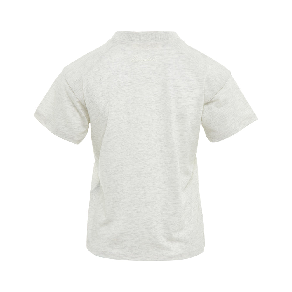 Fear of God Essentials Women's Signature Classic Tee in heather grey marl with crew neckline and short sleeves