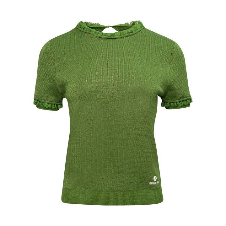 Raw-Edge Mock Neck Knit Top