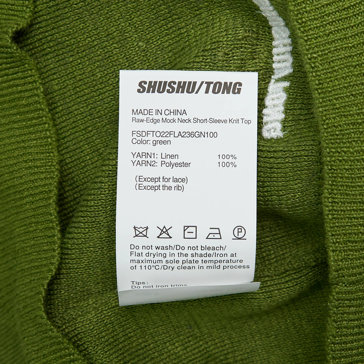 Raw-Edge Mock Neck Knit Top
