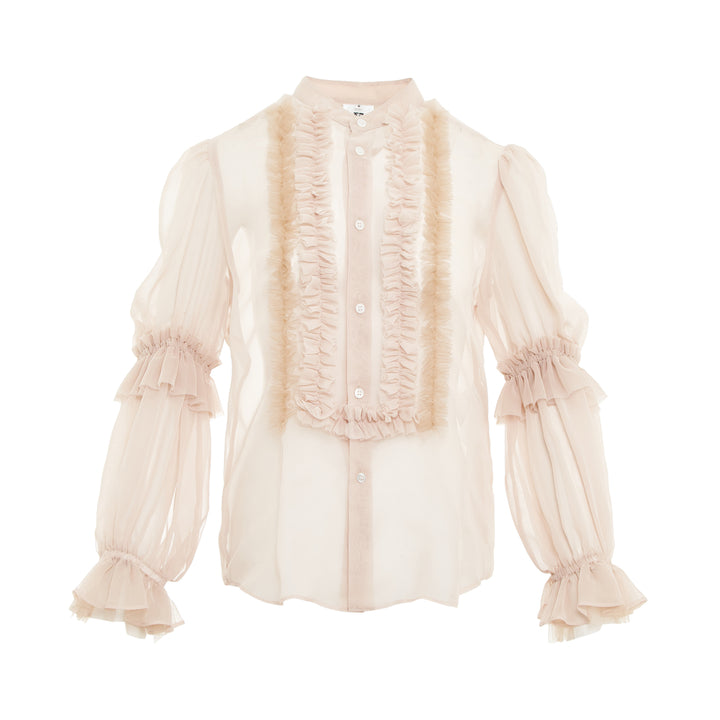 Ruffled Bib Georgette Shirt