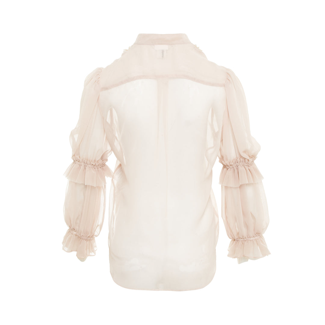 Ruffled Bib Georgette Shirt