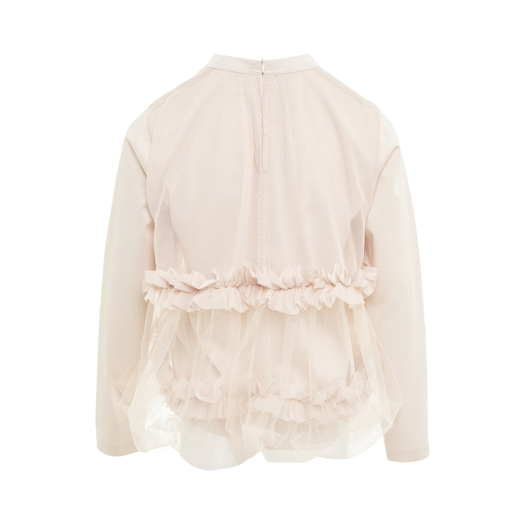 Cotton Ponte Tulle Ruffle Top
