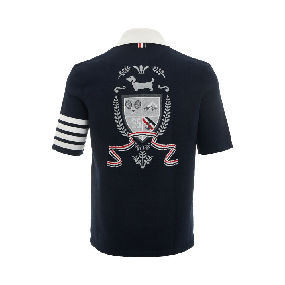 Thom Browne Short Sleeve Polo With 4 Bar Stripe – Available at Club 21, Official Retailer in Singapore, Malaysia & Thailand with Global Shipping Online