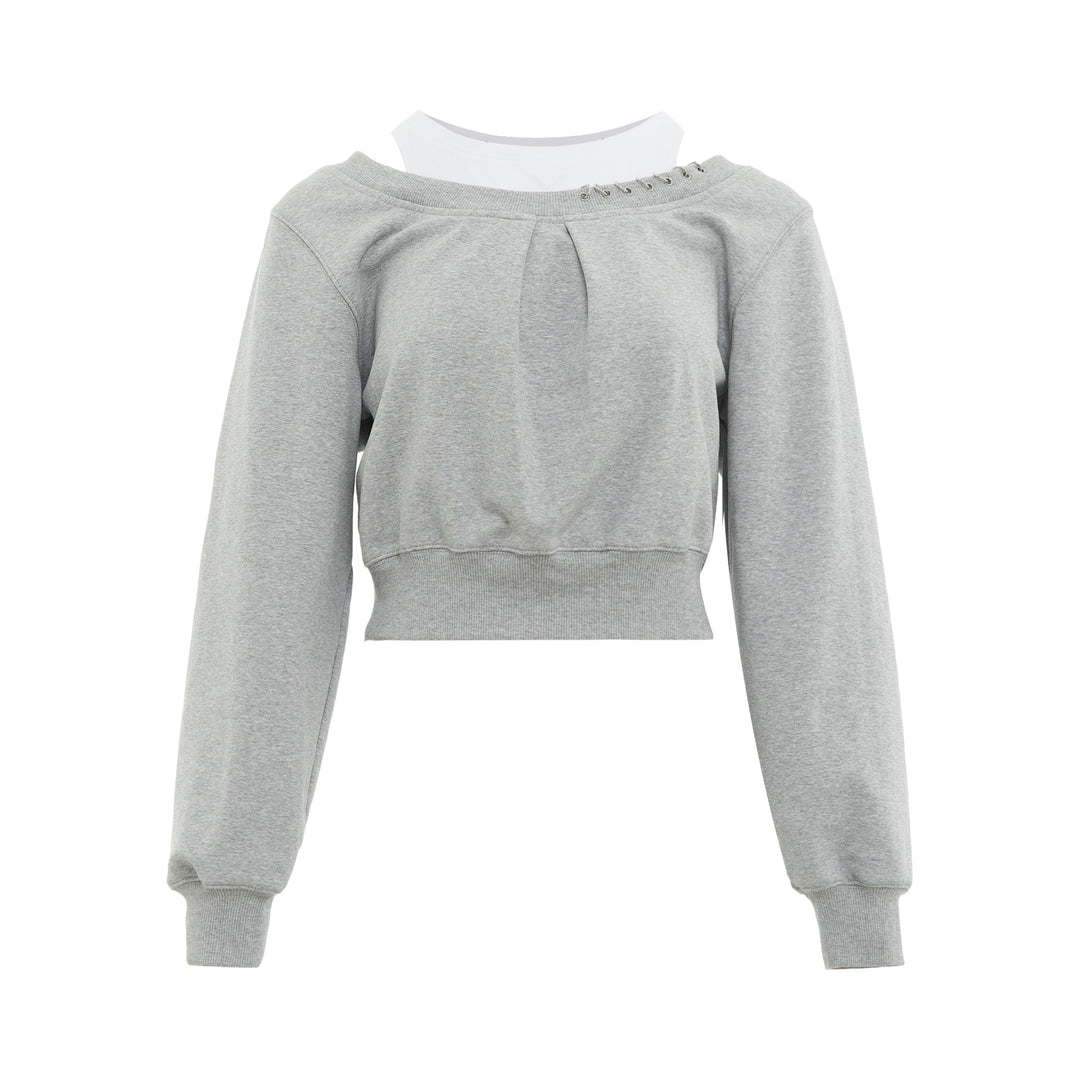 Long Sleeve Embellished Double Layer Sweater