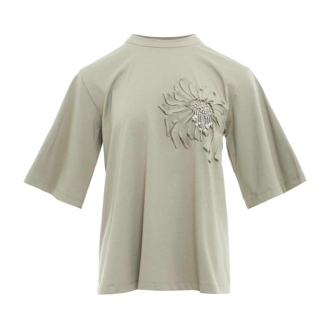 Trapeze Floral Appliqué Tee
