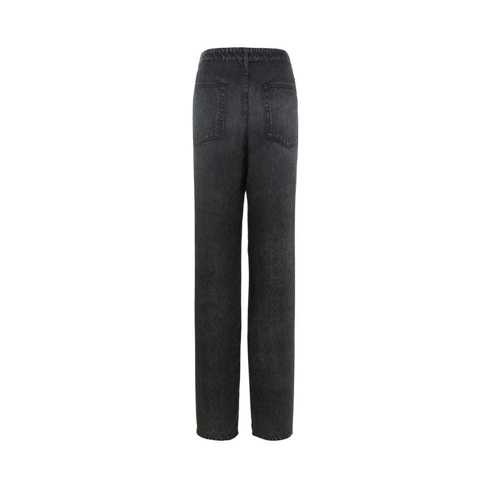 rag & bone Miramar Slink Drawstring Jeans in washed black denim with elasticated drawstring waistband and relaxed straight-leg fit
