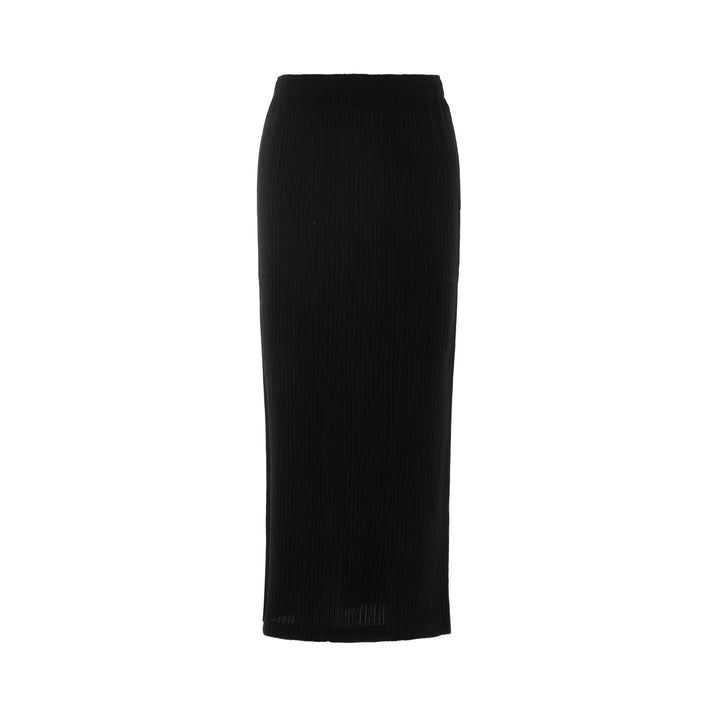 Hatching Pleated Midi Skirt