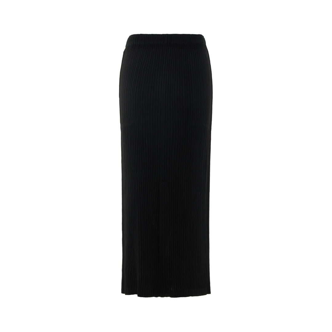 Hatching Pleated Midi Skirt