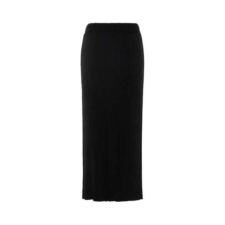 Hatching Pleated Midi Skirt